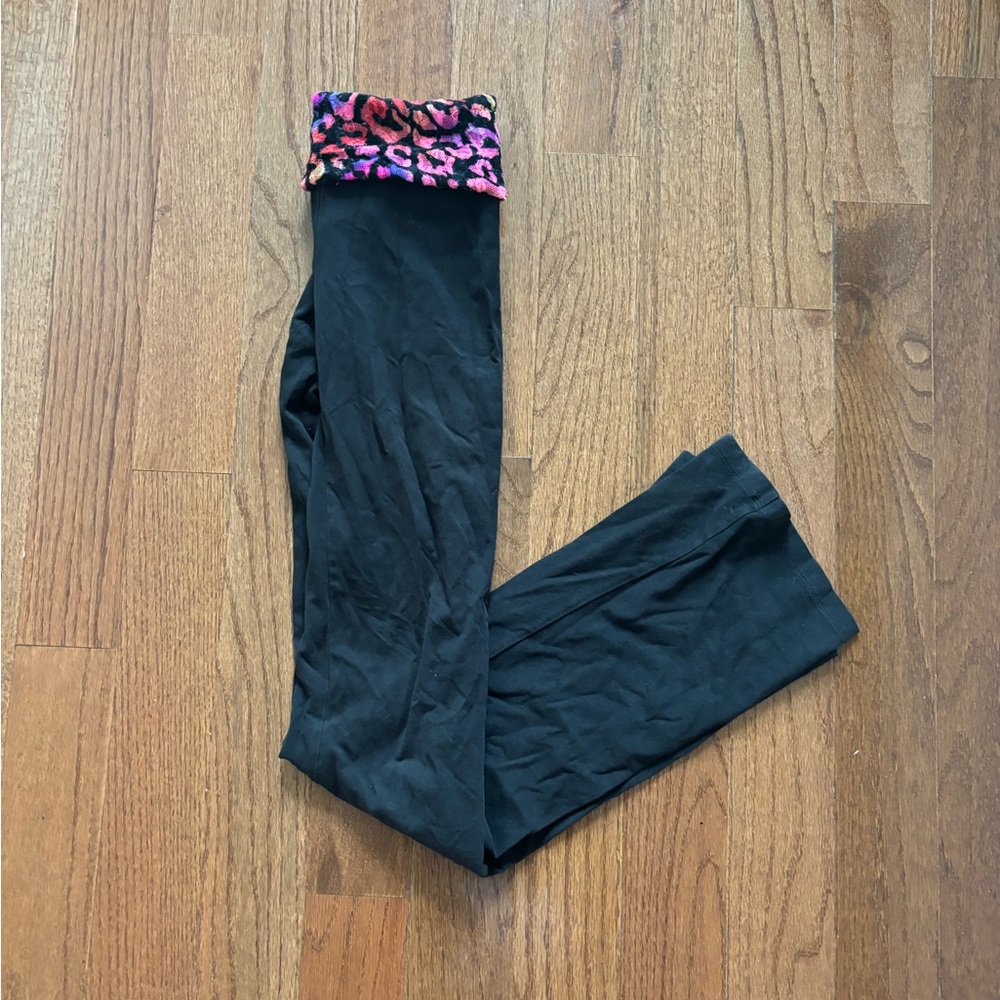 Y2k Victoria’s secret PINK fold over lace flare yoga pants black - extra small - Picture 5 of 6